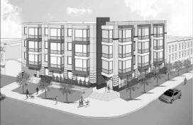 Rendering of 41-unit condo building planned for 1500 Penn Ave SE. Produced by Bonstra Haresign Architects.